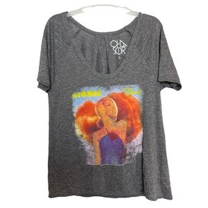 Chaser NWOT Grey Gray Small Atomic Blondie Band Tee Blouse Loose Oversized